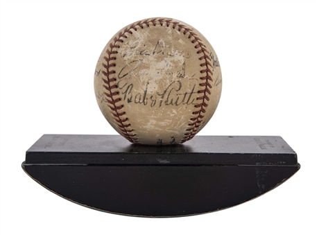 "Pride Of The Yankees" Multi-Signed Baseball With Babe Ruth Gifted To Gene Autry (Autry LOA & Beckett)